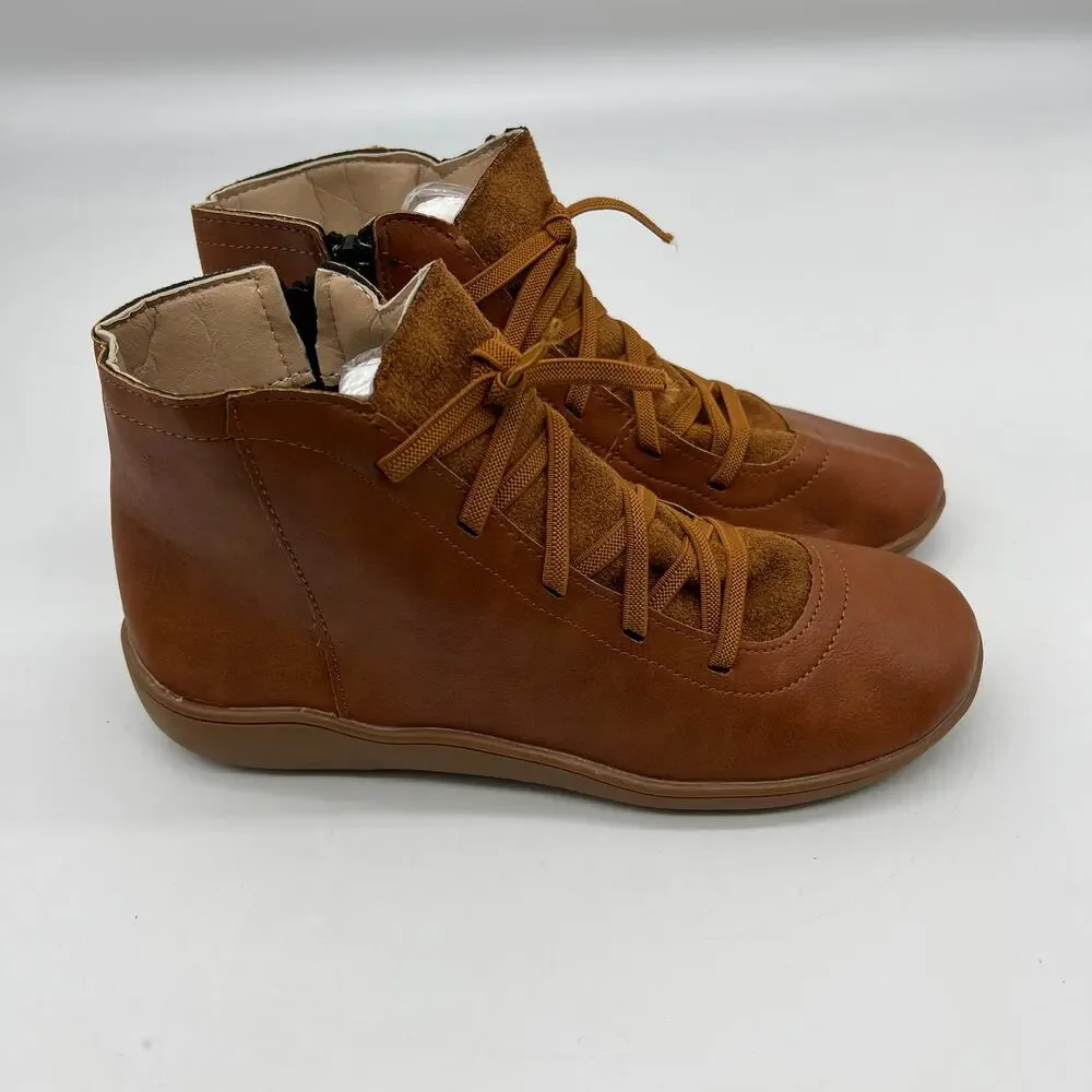 Ankle Boots Round Toe Casual Comfortable Lightweight Side Zipper Size 7US/ 38CN